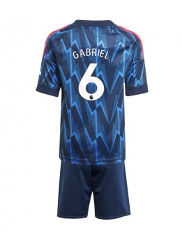 Arsenal Gabriel Magalhaes #6 Replika Borta Kläder Barn 2025-26 Kortärmad (+ byxor)